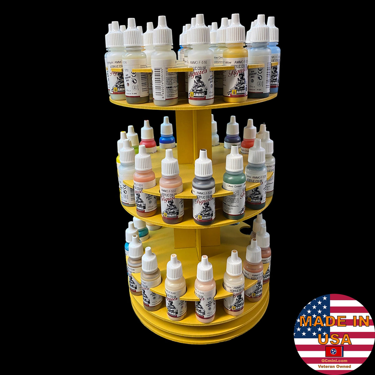 Rotating Paint Rack - For 26mm Dropper Bottles (AMMO, Vallejo, Army Painter, etc)