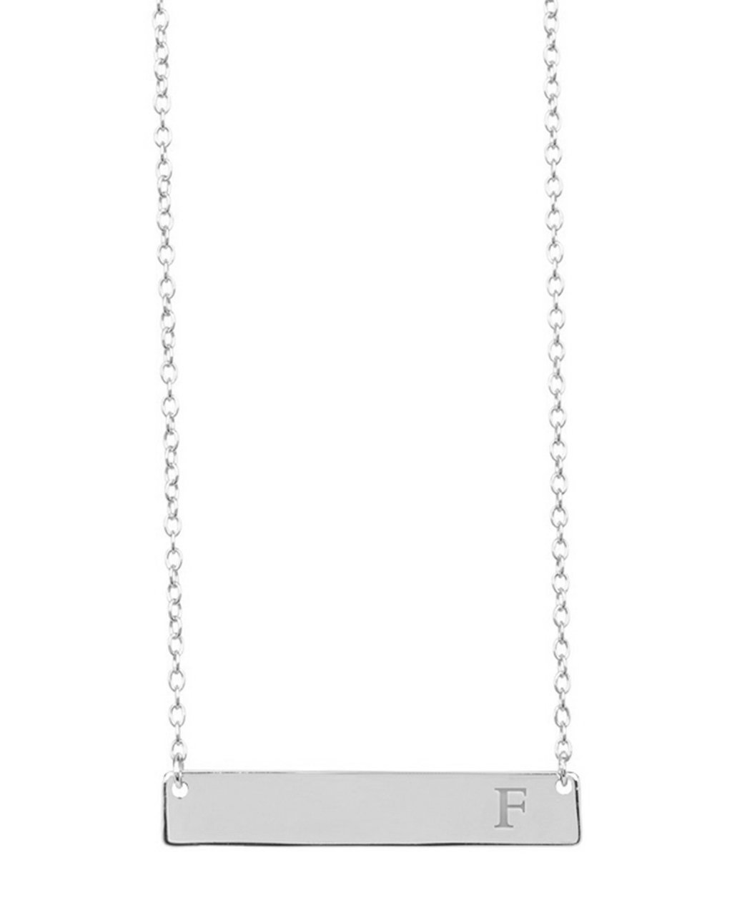 Sterling Silver Bar Initial Necklace