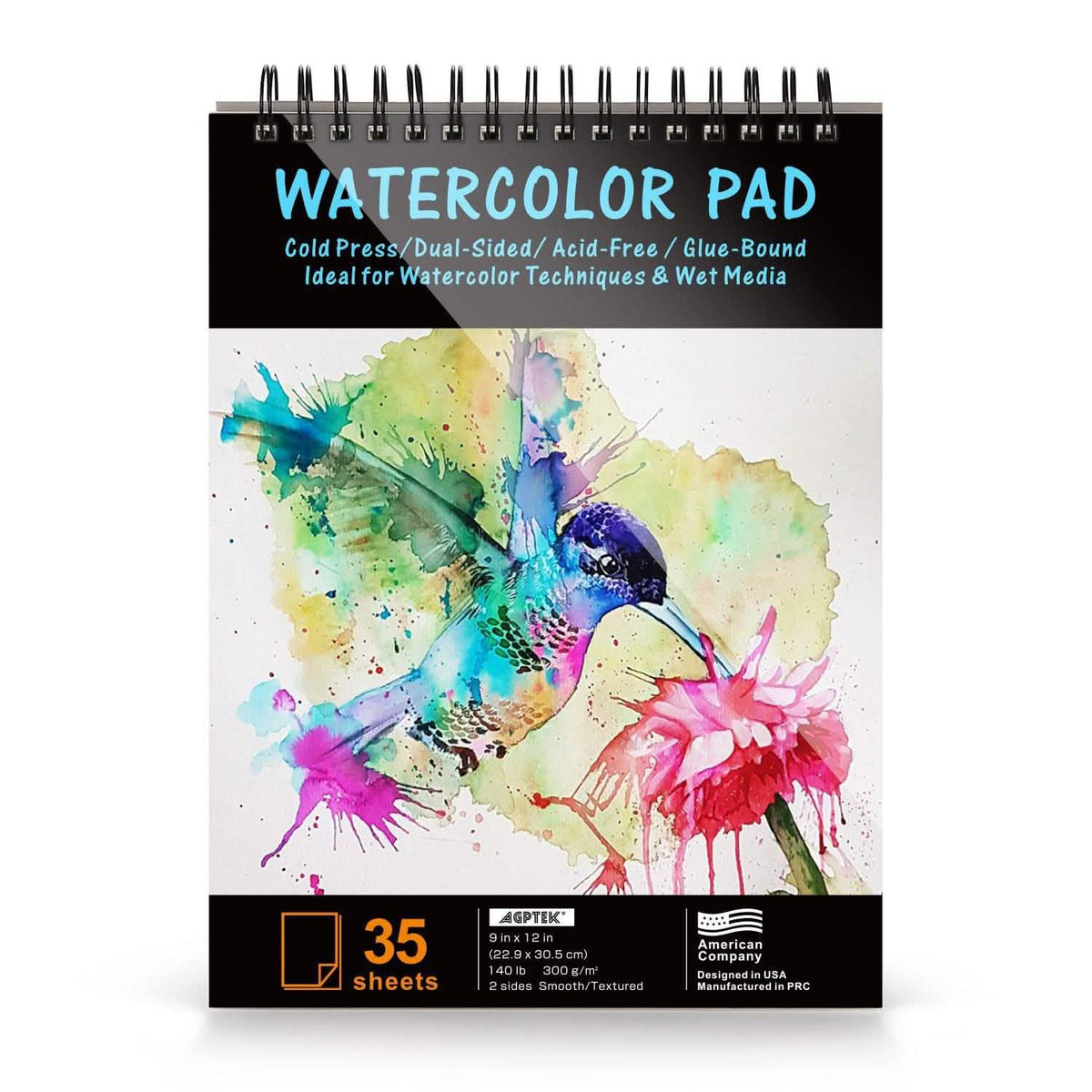 AGPtEk 12 inches 35 Sheets Watercolor Paper Pad